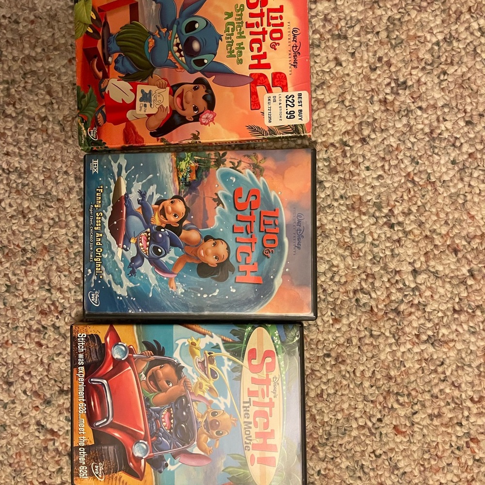 Disney Lilo & Stitch DVD Set with Red and Blue Covers